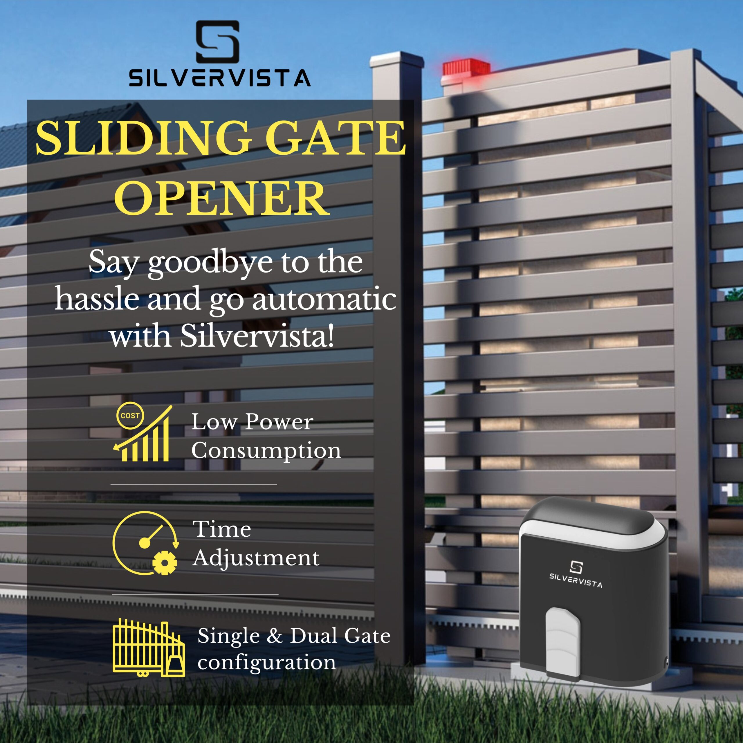 Many worry that automation may increase electricity bills, but thatâ€™s not the case with Silvervista sliding gate motors. Our motors are designed to consume minimal power while delivering powerful performance. Thanks to energy-efficient technology, the motor draws only whatâ€™s necessary to open and close the gateâ€”making it suitable for both homes and businesses looking to reduce operational costs.