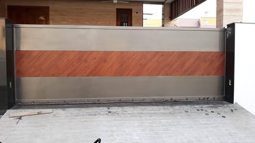 Gates 8 Diagonal Teak Band Steel Gate - SilverVista Chennai