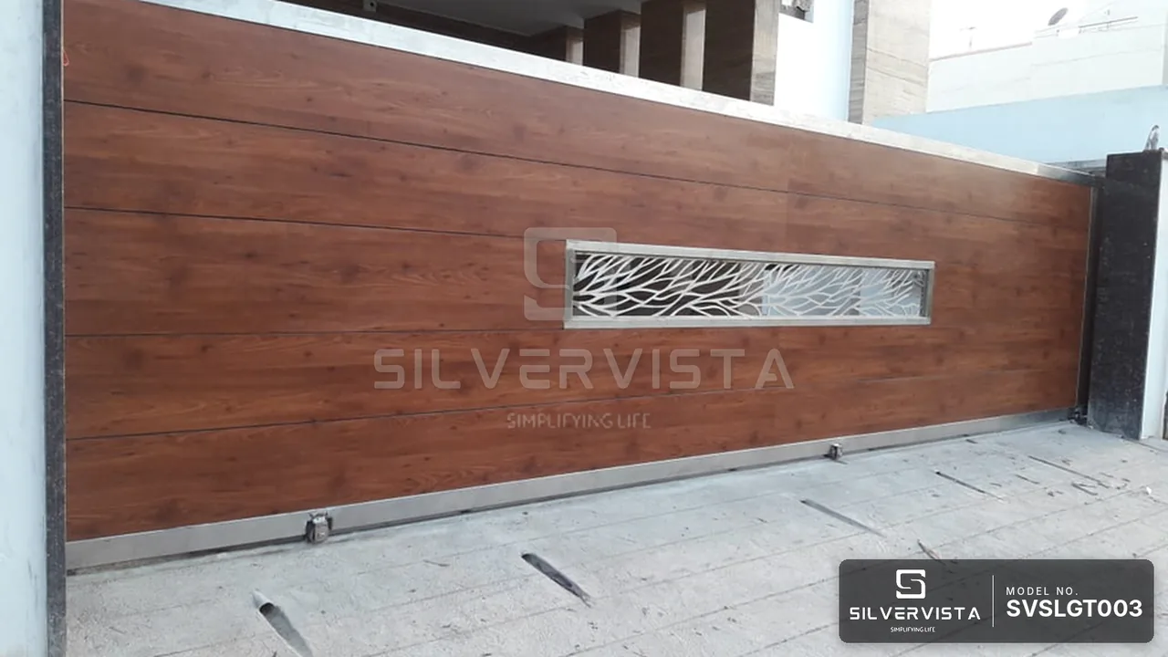 Branch Motif Wood Panel Gate | Site-Fabricated Gates Chennai & 50km 1 Branch Motif Wood Panel Gate - SilverVista Chennai