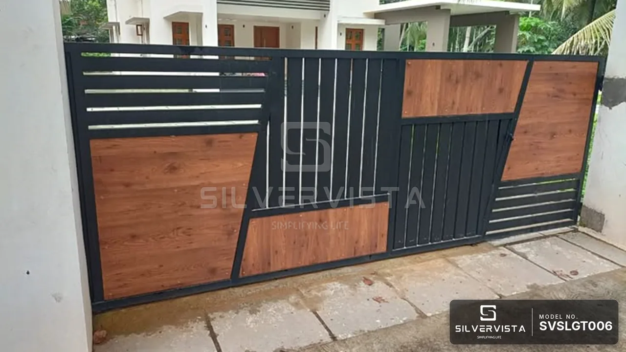 Geo Block Wood-Metal Gate - SilverVista Chennai