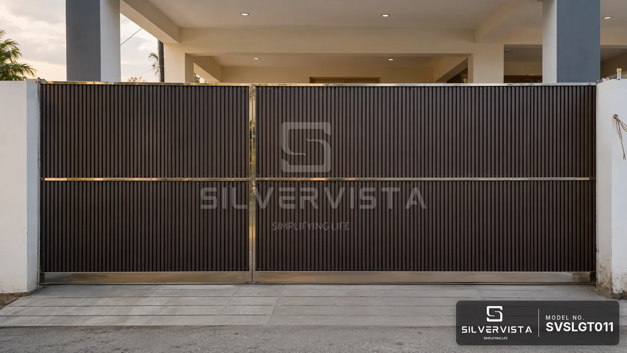 Bronze Fluted Double-Leaf Gate - SilverVista Chennai