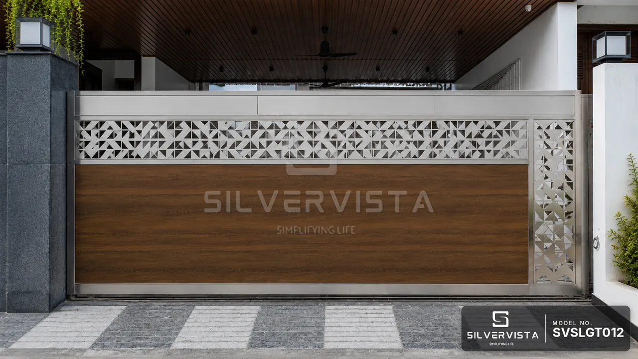 Prism Cut Wood Panel Gate - SilverVista Chennai