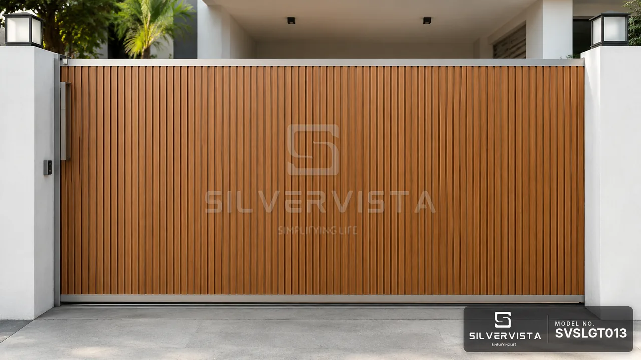 Teak Slat Vertical Gate - SilverVista Chennai